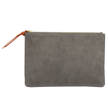 Load image into Gallery viewer, Leather Clutch Taupe Suede
