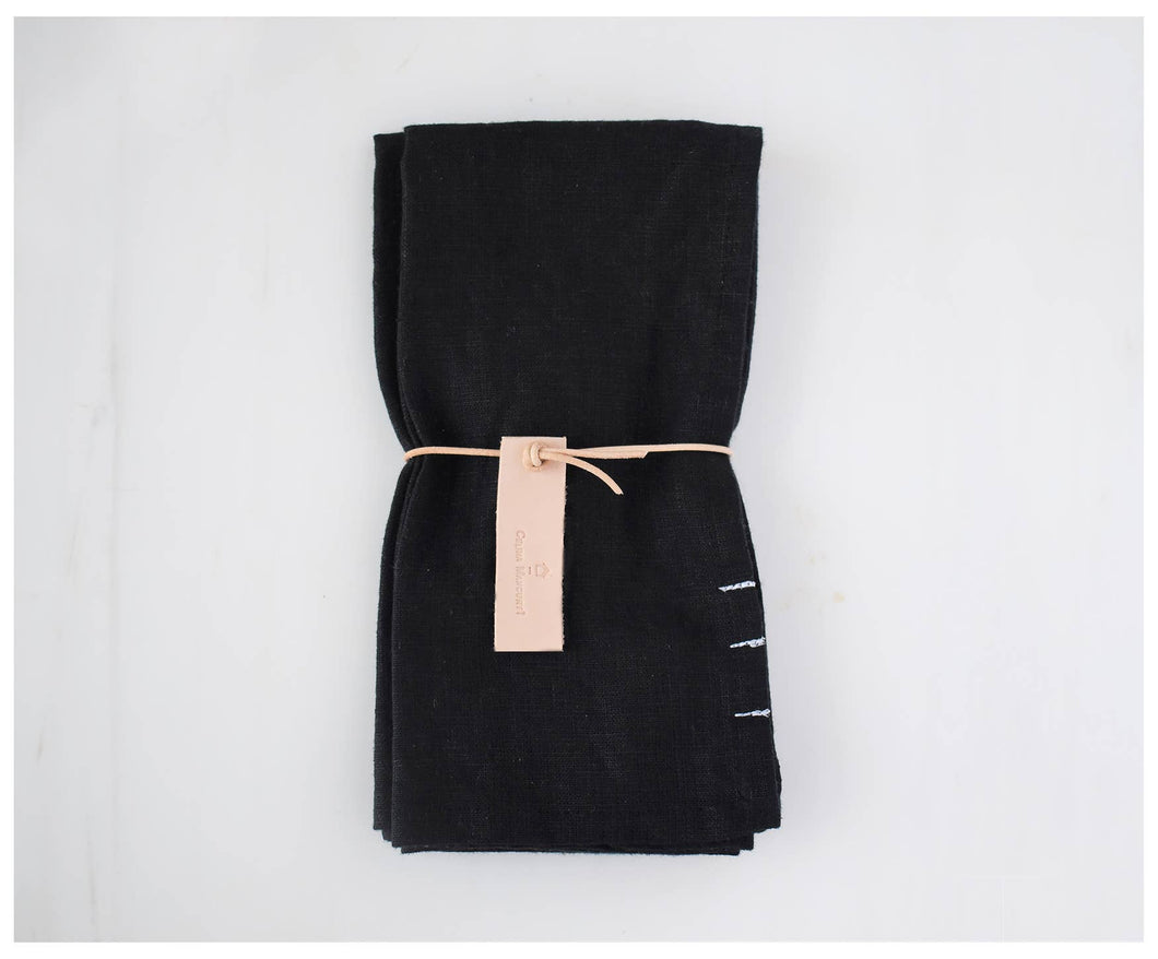 Black Linen Napkins - Set of 2 - T E R R A