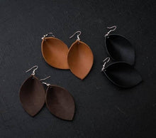 Load image into Gallery viewer, Leather Leaf Earrings - T E R R A
