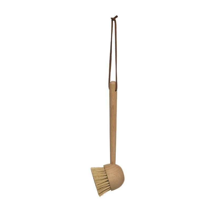 Beech Wood Brush w/ Leather Tie, Natural - T E R R A