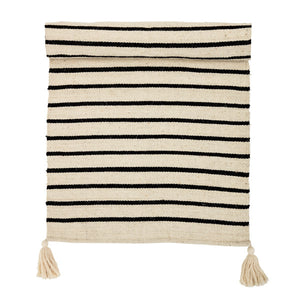 Rectangle Black & White Striped Cotton Rug - T E R R A